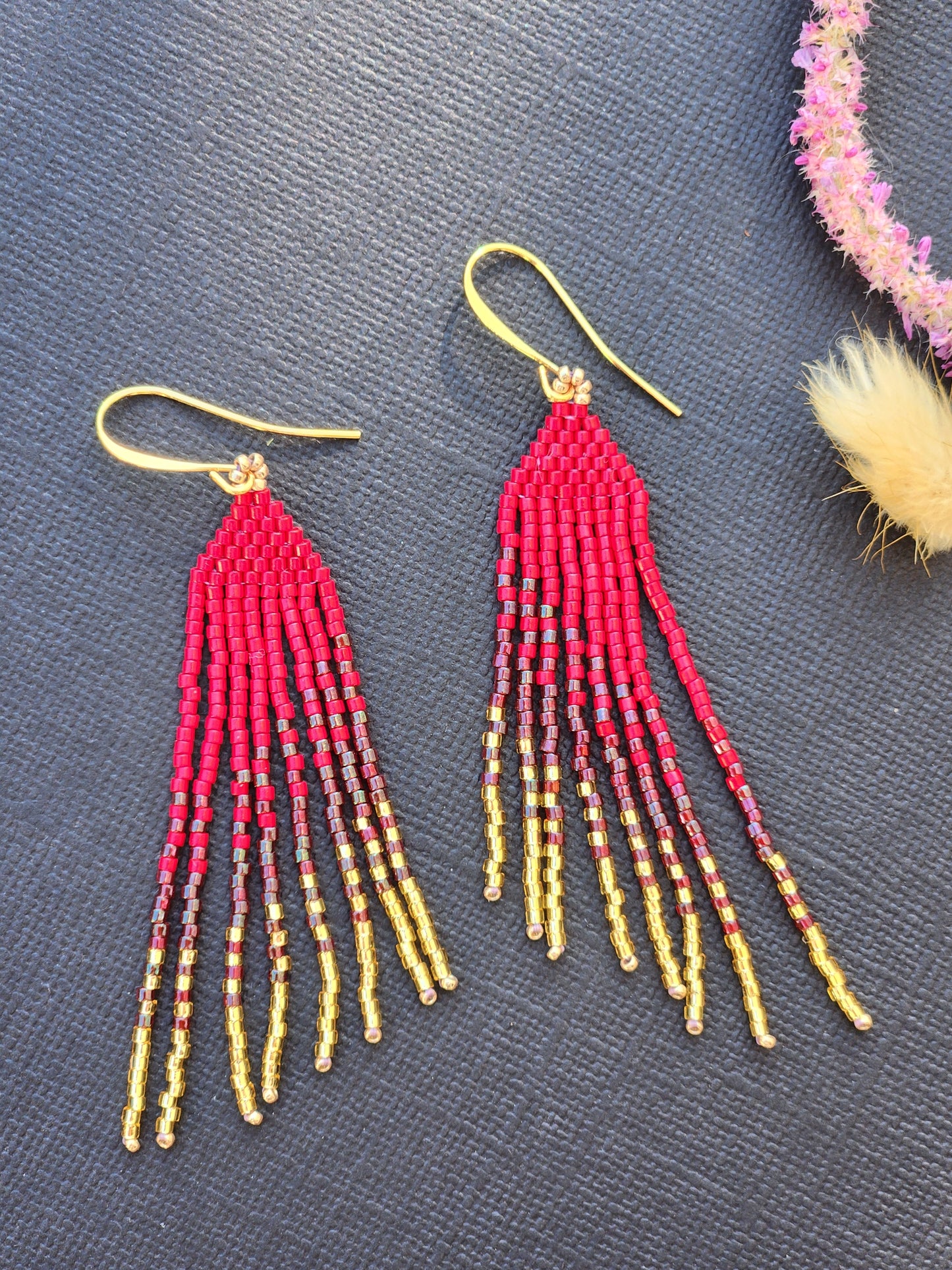 Large Angled Fringe Earings