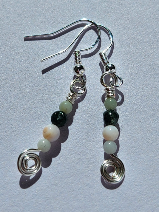 Spiral & Natural Stones Earrings