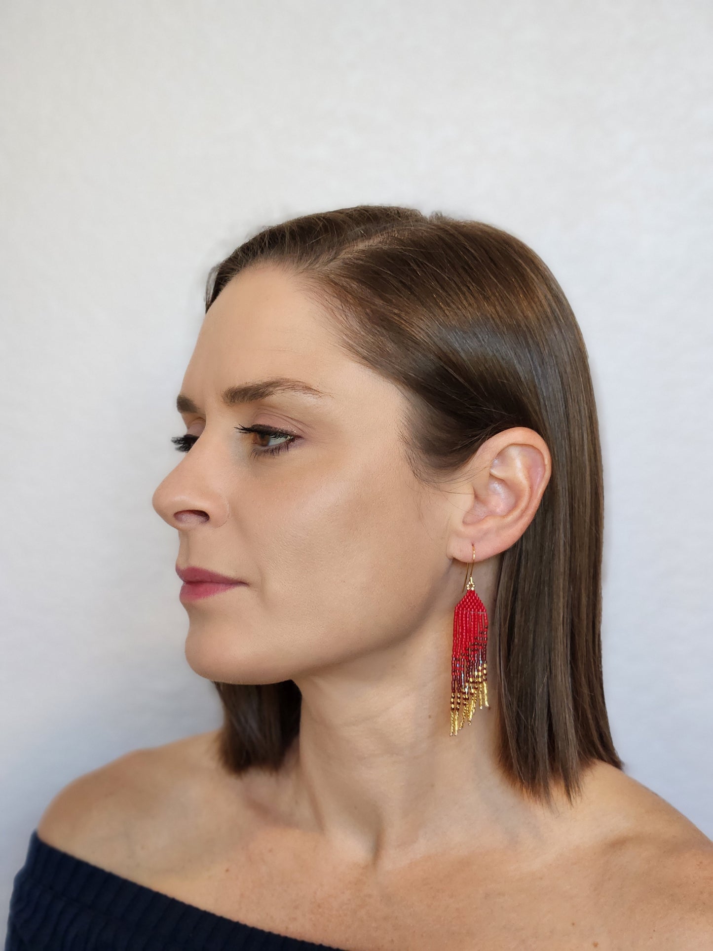 Large Angled Fringe Earings