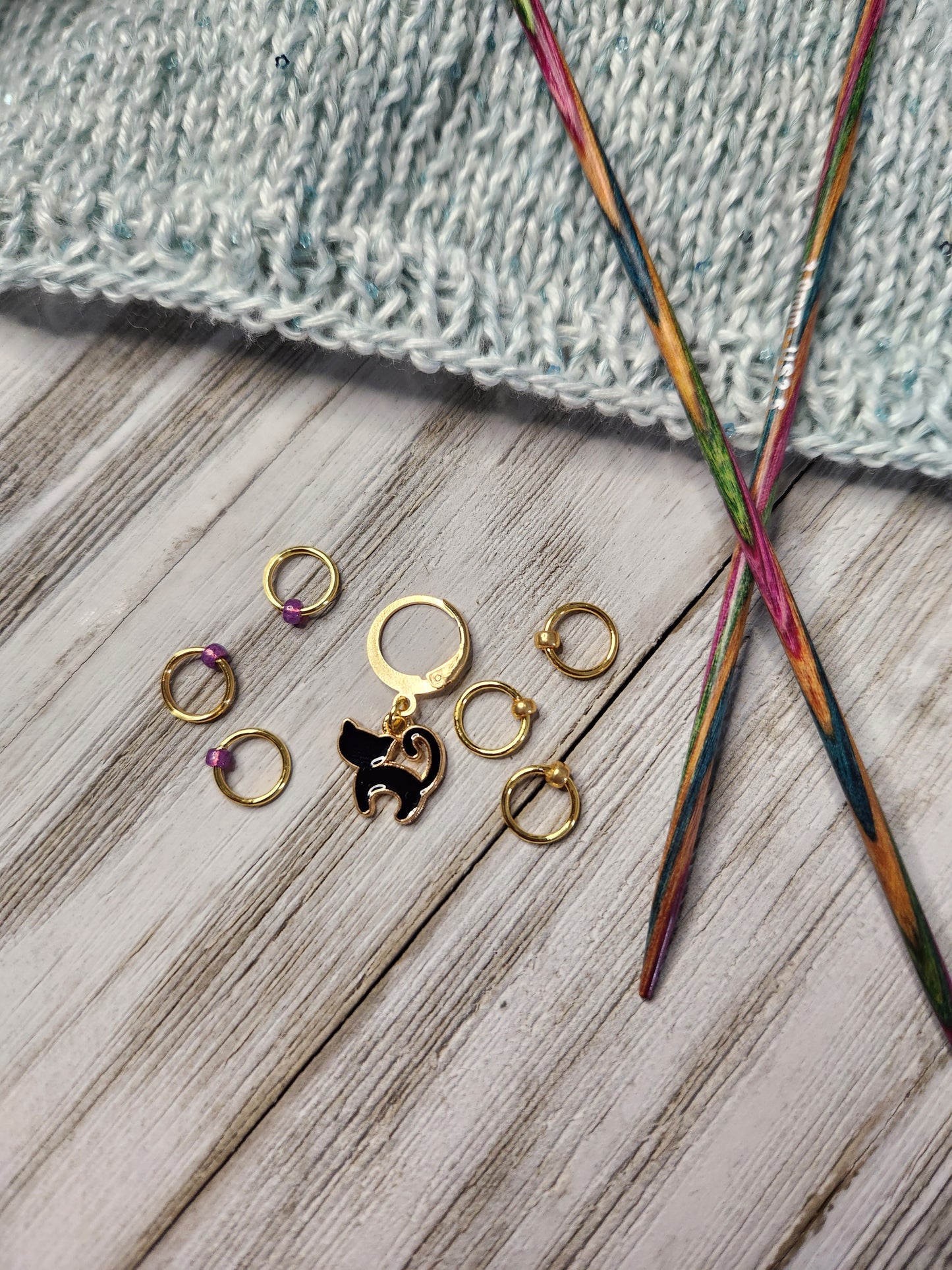 Knitting Stitch Markers & Progress Keeper