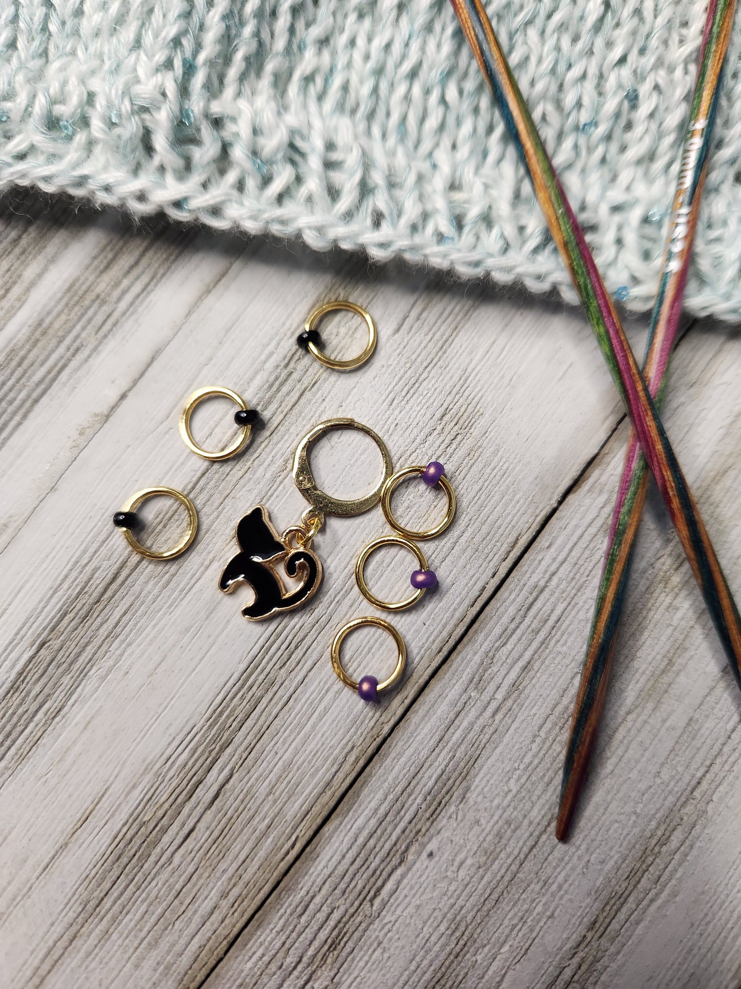 Knitting Stitch Markers & Progress Keeper