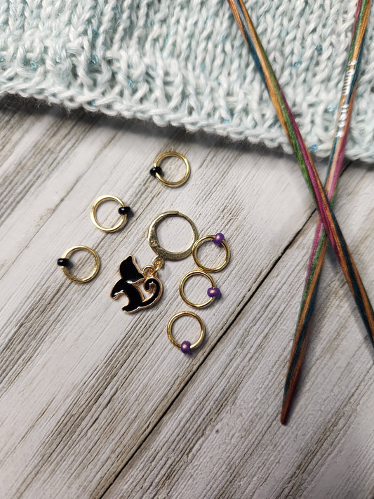 Knitting Stitch Markers & Progress Keeper
