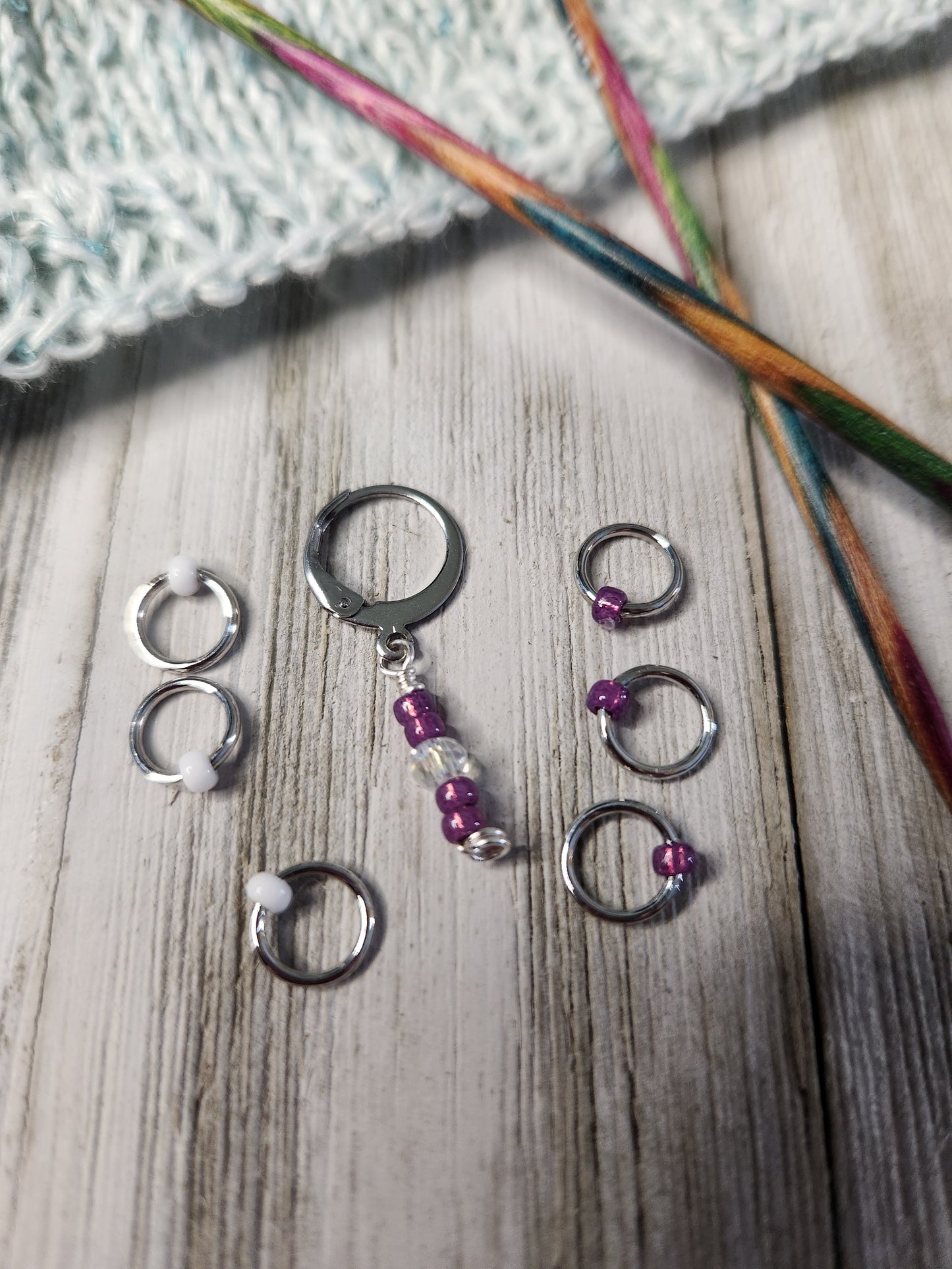 Knitting Stitch Markers & Progress Keeper